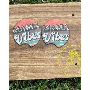 Mama Vibes Retro Car Coasters 2 Pack